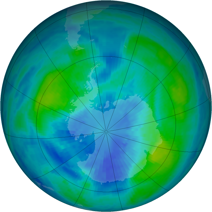 Antarctic ozone map for 27 March 2001
